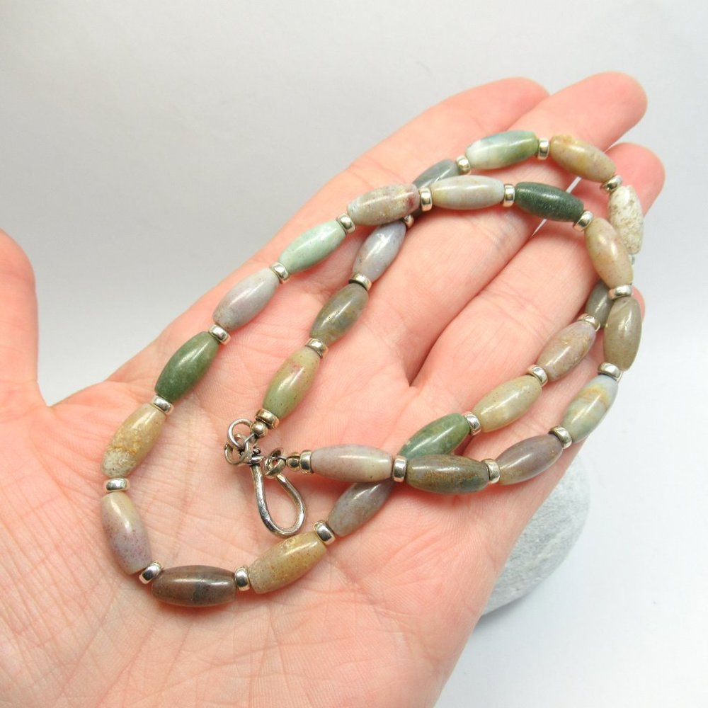 Fancy Jasper and Sterling Necklace